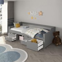 Kinderbett cosmos mit Schubladen Farbe: Grau, Größe: 90 x 200 cm Einzelbett Kinderbett Jugendbett Funktionsbett - Home Deluxe von Home Deluxe
