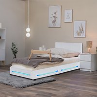 LED Bett ASTEROID - 90 x 200 cm Weiß von Home Deluxe
