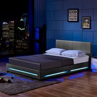 LED Bett ASTEROID Dunkelgrau - 140 x 200 cm von Home Deluxe