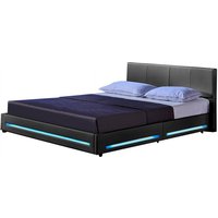 Led Bett asteroid Farbe: Dunkelgrau, Größe: 180 x 200 cm led Polsterbett Bett Bettgestellt - Home Deluxe von Home Deluxe