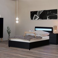 Led Bett nube - Schwarz, 90 x 200 cm - inkl. Lattenrost und Schubladen i Polsterbett Design Bett inkl. Beleuchtung - Home Deluxe von Home Deluxe