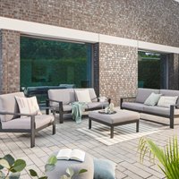 Home Deluxe - Outdoor Sitzgruppe rio i - Schwarz, Größe: xl - bestehend aus 1x Hocker, 1x Sessel 2X Sofa - inkl. Kissen i Gartensitzgruppe Lounge Set von Home Deluxe