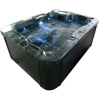 Outdoor Whirlpool - black marble pure - Maße 210 x 160 x 85 cm - Inkl. Heizung, 27 Massagedüsen und 9 Lichtquellen i Außen Whirlpool Spa für 3 von Home Deluxe