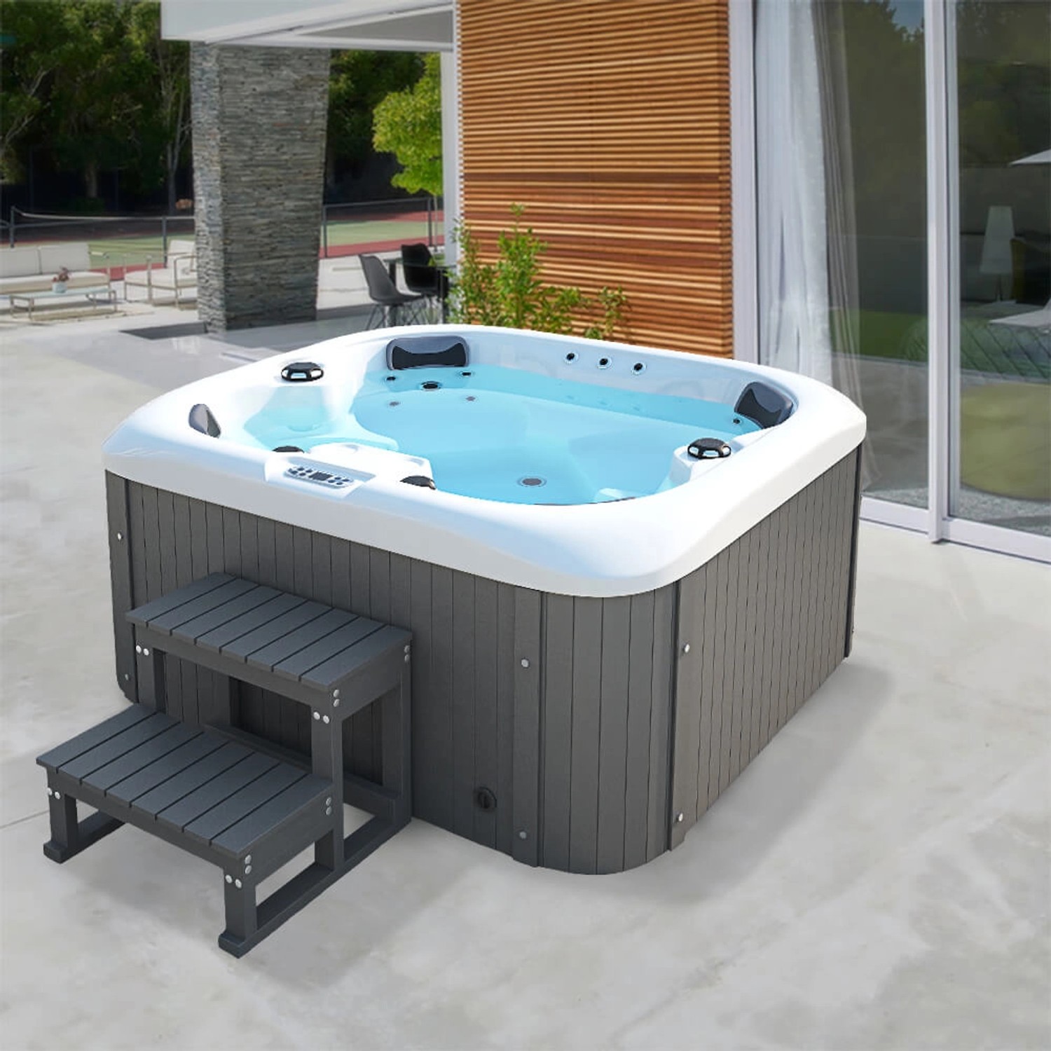 Home Deluxe Outdoor Whirlpool Sea Star Plus 180 x 160 x 79 cm Dunkelgrau-Weiß von Home Deluxe