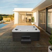 Home Deluxe - Outdoor Whirlpool mit Treppe und Thermoabdeckung sunset - 220 x 156 cm für 3 Personen Ausstattung: Mit Treppe und Thermoabdeckung von Home Deluxe