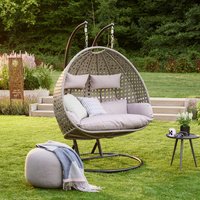 Polyrattan Hängesessel TWIN grau von Home Deluxe