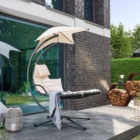 Schwebeliege - san remo - inkl. Polsterauflage, Sonnendach und komplettem Montagematerial i Sonnenliege Hängesessel Gartenliege - Home Deluxe von Home Deluxe