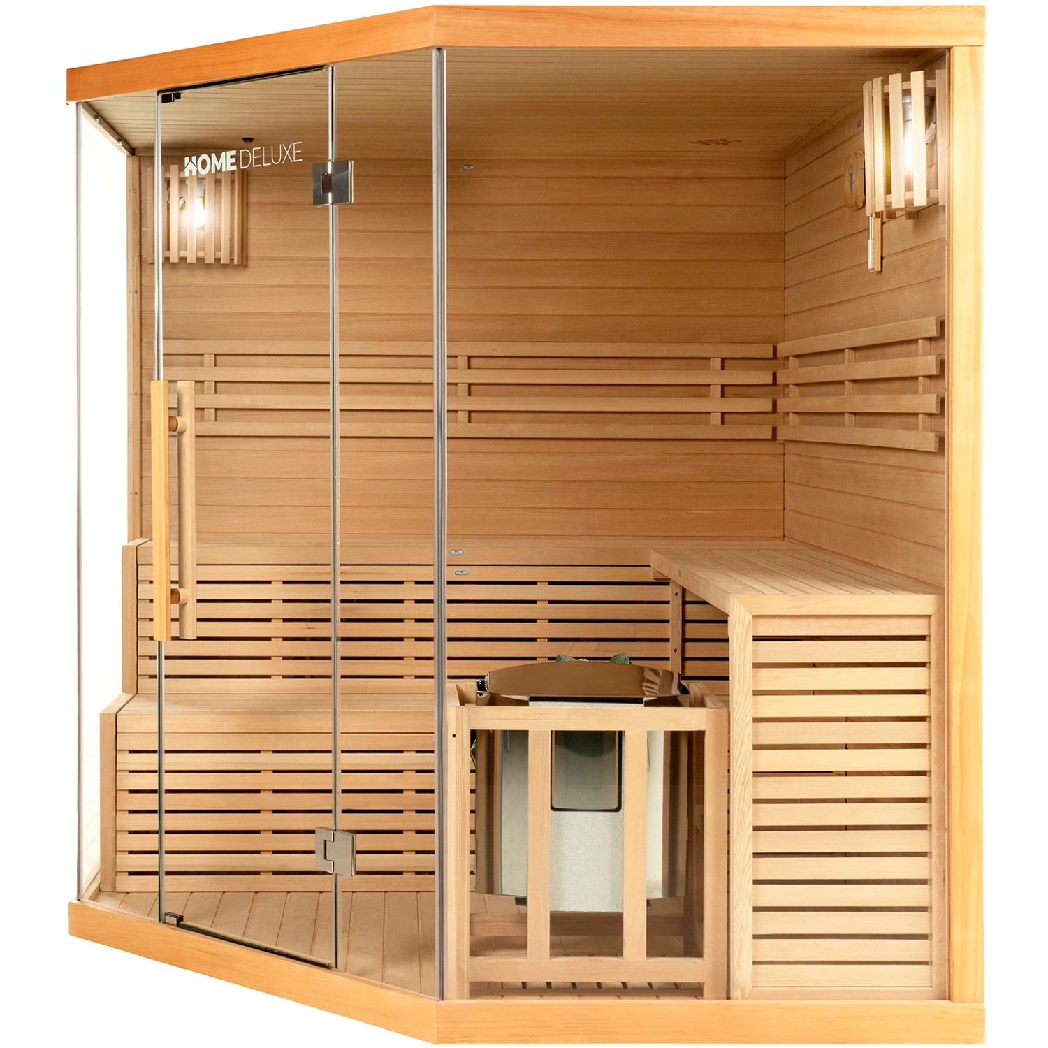 Traditionelle Sauna SKYLINE BIG Tannenholz Natur XL von Home Deluxe