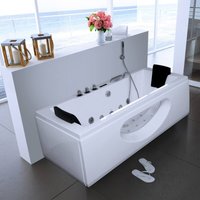 Whirlpool - laguna m - Weiß, Maße: 180 x 90 x 55 cm - inkl. Radio, Heizung und Lichttherapie i Eckwanne für 2 Personen, Indoor Jacuzzi - Home Deluxe von Home Deluxe