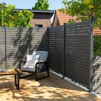Wpc Sichtschutzzaun alira Dunkelgrau - 5 x Element + 6 x Pfosten Sichtschutz, wpc Sichtschutzzaun, Sichtschutzzaun wpc - Home Deluxe von Home Deluxe