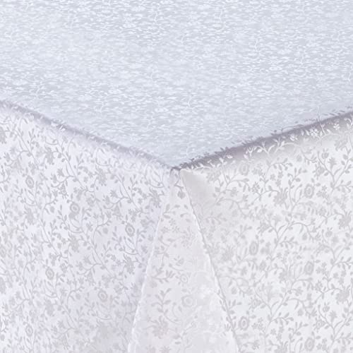 Embossed Rectangular Oilcloth PVC Wipe Clean Tablecloth 140cm x 180cm 55x70 White von Home Direct