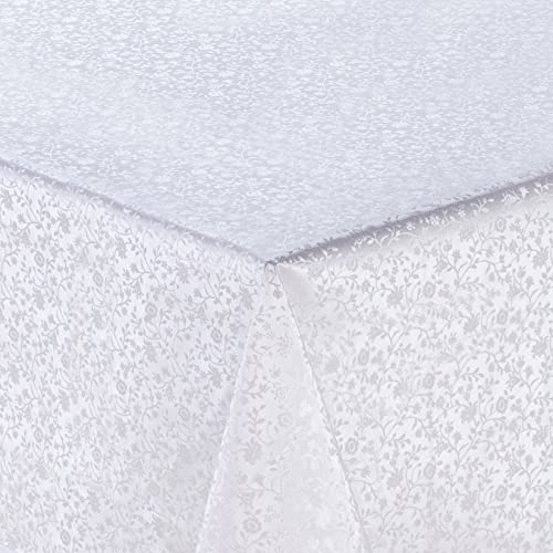 Embossed Rectangular Oilcloth PVC Wipe Clean Tablecloth 140cm x 200cm 55x78 White von Home Direct