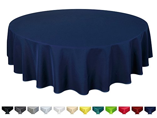 Home Direct Qualitäts Tischdecke Textil Rund 140 cm, Farbe wählbar Dunkelblau von Home Direct