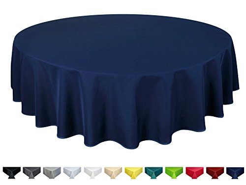 Qualitäts Tischdecke Textil Rund 180 cm, Farbe wählbar Dunkelblau von Home Direct