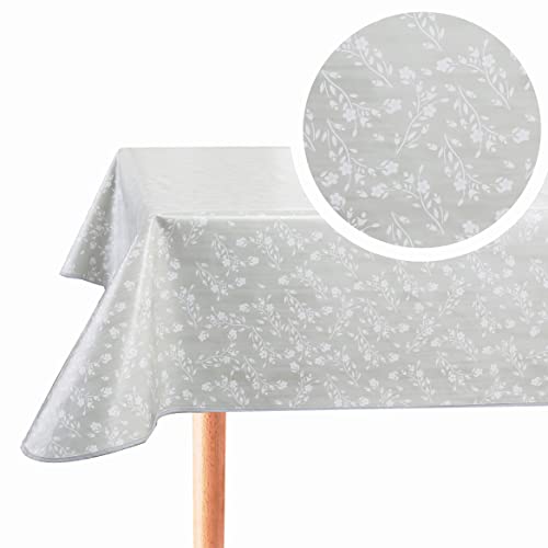 Home Direct Rectangular Oilcloth PVC Wipe Clean Tablecloth 140cm x 180cm 55x70 Light Grey von Home Direct