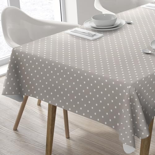 Wachstuch Tischdecke Abwaschbar Eckig 140 x 180 cm Sterne Beige Grau von Home Direct