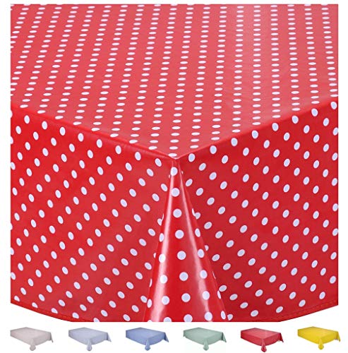 Wachstuch Tischdecke Abwaschbar Eckig 140 x 240 cm Kleine Tupfen Rot von Home Direct