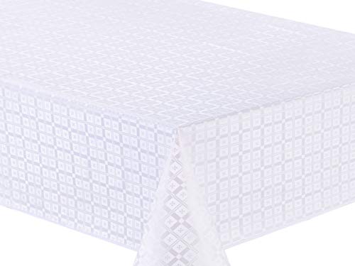Wachstuch Tischdecke Abwaschbar Eckig geprägt 140 x 180 cm Weiß von Home Direct