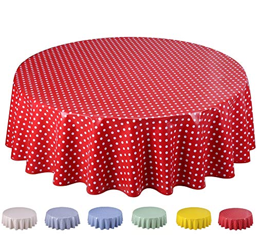 Home Direct Wachstuch Tischdecke Abwaschbar Rund 140cm Kleine Tupfen Rot von Home Direct