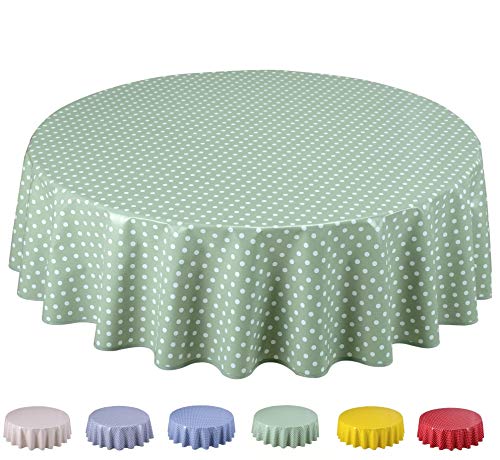 Wachstuch Tischdecke Abwaschbar Rund 140cm Kleine Tupfen Salbeigrün von Home Direct