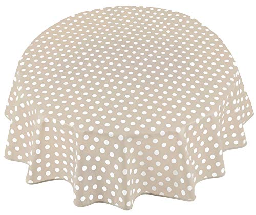 Home Direct Wachstuch Tischdecke Abwaschbar Rund 140cm Punkte Beige von Home Direct