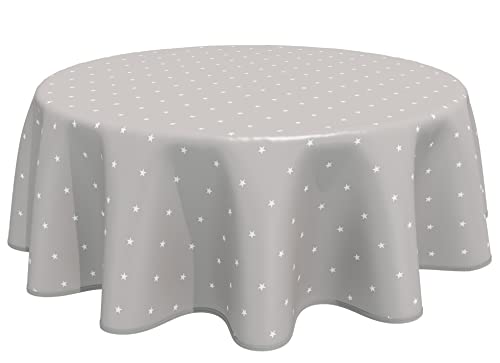 Wachstuch Tischdecke Abwaschbar Rund 140cm Sterne Beige Grau von Home Direct