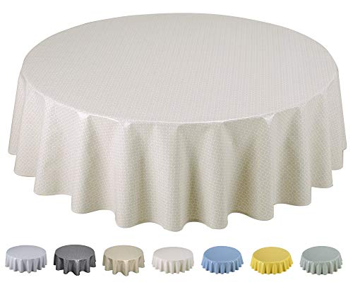 Wachstuch Tischdecke Abwaschbar Rund 160cm Beige von Home Direct