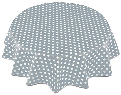 Wachstuch Tischdecke Abwaschbar Rund 160cm Punkte Hellgrau von Home Direct