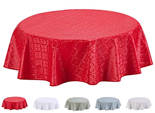 Home Direct Wachstuch Tischdecke Abwaschbar Rund geprägt 155cm Rot von Home Direct