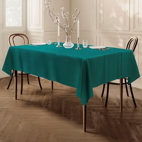 HomeDirect Qualitäts Tischdecke Textil Eckig 150 x 250 cm, Farbe wählbar Blaugrün von Home Direct