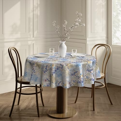 Qualitäts Tischdecke Tischtuch Textil Rund 140 cm, Schmutzabweisend Lotuseffekt Wasserabweisend Tischwäsche Fleckschutz von Home Direct