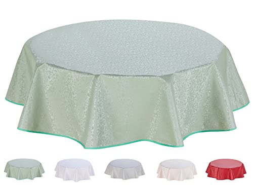 Round Embossed Oilcloth PVC Wipe Clean Tablecloth 140cm 55" Sage Green von Home Direct