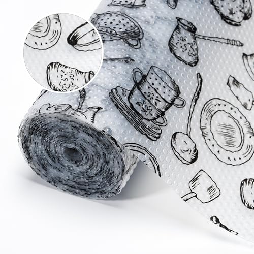 Schubladenmatte 44cm x 200cm Antirutschmatte Schubladen Matte Schubladeneinlage Eva Unterlage Teppich für Küchenschränke, für Kühlschrank Regale, Zuschneidbar, Halbtransparent, Weiß, Schwarz von Home Direct