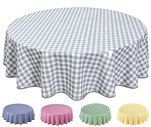 Wachstuch Tischdecke Abwaschbar, pflegeleicht, abwischbar, Rund 160cm, kariert, Hellgrau von Home Direct