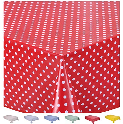 Home Direct Wachstuch Tischdecke Abwaschbar Eckig 140 x 200 cm Kleine Tupfen Rot von Home Direct