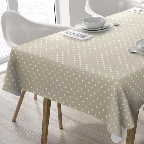 Home Direct Wachstuch Tischdecke Abwaschbar Eckig 140 x 200 cm Sterne Beige von Home Direct