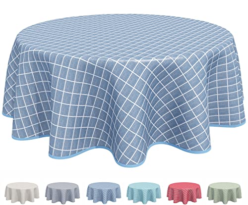 Wachstuch Tischdecke Abwaschbar Rund 160cm Blau Grau von Home Direct