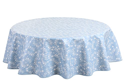 Wachstuch Tischdecke Wachstuchtischdecke Abwaschbar Rund 140cm Blau Grau von Home Direct