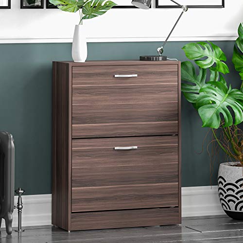 Home Discount 2 Schublade Schrank Schuhschrank Schuhregal Organizer Pull Down Holz Flur Möbel Einheit, Walnuss von Home Discount