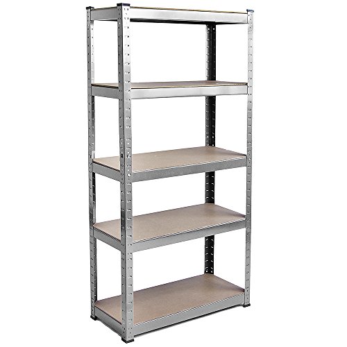 Home Discount 5 Etagen Schicht Regalen Rack Garage Stahl Racking 875 kg Kapazität Ablage MDF, verzinkt von Home Vida