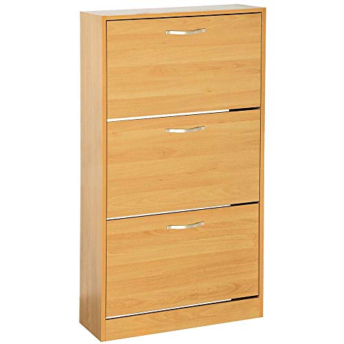 Home Discount Schuhaufbewahrung Schuhschrank mit 3 Schubladen Schrank Pull Down Möbel aus Holz Holz Einheit, Kiefer, Groß von Vida Designs