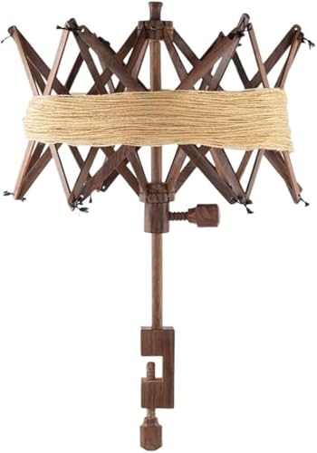 Home Dress Garnknäuelwickler aus Holz – handgefertigter Strick- und Häkelgarn-Spulenwickler – Stricknadeln, Regenschirmgarn, Swift – Mittelzug-Wollschnurhalter (Brown, Umbrella Swift) von Home Dress
