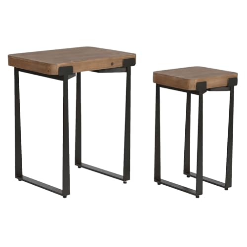 Home ESPRIT 2er Set Tische Braun Schwarz Eisen Fichte 50 x 38 x 62 cm von Home ESPRIT
