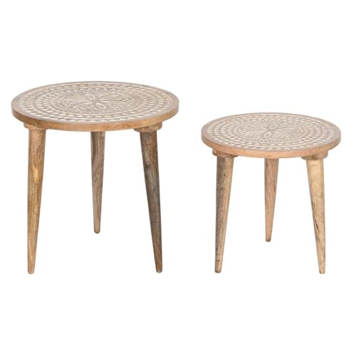 Home ESPRIT Beistelltische für Patio der Marke Modell 2er-Set Tische Naturweiß 45 x 45 x 45 cm 45,5 x 45,5 x 46 cm von Home ESPRIT