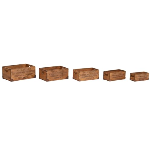Home ESPRIT Aufbewahrungsboxen, Braun, Metall, Tannenholz, 35 x 22 x 15 cm, 5 Stück von Home ESPRIT