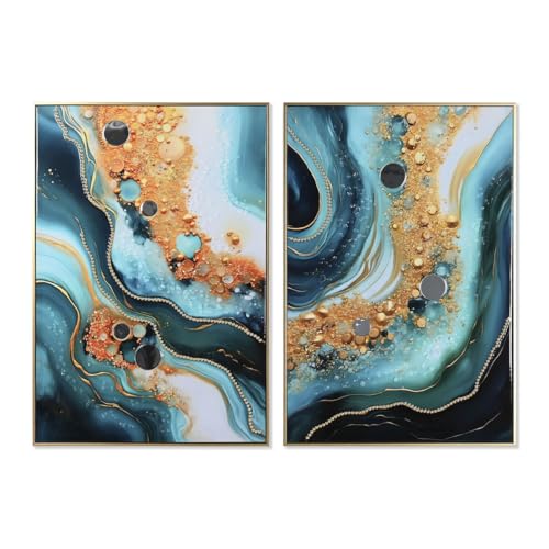 Home ESPRIT Bild Blau Gold Polystyrol Leinwand modern lackiert 62 x 4 x 92 cm (2 Stück) von Home ESPRIT