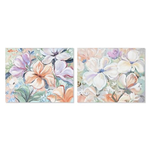 Home ESPRIT Bild Blumen Shabby Chic 100 x 3,7 x 80 cm (2 Stück) von Home ESPRIT