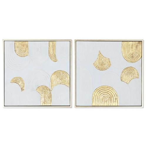 Home ESPRIT Bild Weiß Gold Polystyrol Leinwand modern 42 x 4 x 42 cm (2 Stück) von Home ESPRIT
