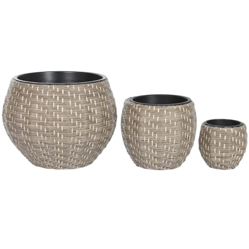 Home ESPRIT Blumentopf-Set, Polypropylen, Rattan, 49 x 49 x 36 cm von Home ESPRIT