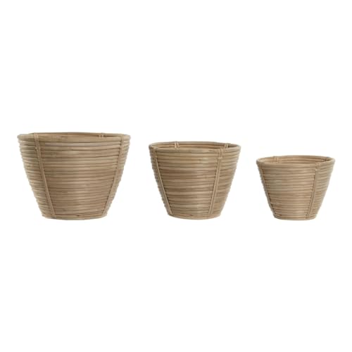 Home ESPRIT Blumentopf-Set, Rattan, 25 x 25 x 20 cm von Home ESPRIT